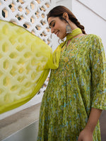 Thumbnail for Janasya Light Georgette Yoke Embroidery Anarkali Kurta Set