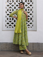 Thumbnail for Janasya Light Georgette Yoke Embroidery Anarkali Kurta Set
