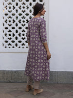 Thumbnail for Janasya Purple Cambric Floral Kurta Set