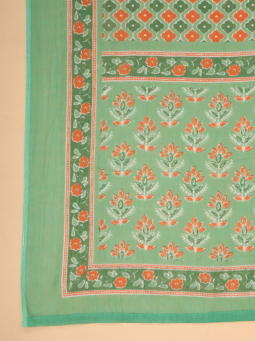 Janasya Regular Cambric Green Ethnic Motifs V-Neck Set - Distacart