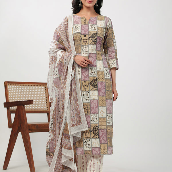 Janasya Regular Cambric Multicolour mix match Notch Neck Set - Distacart