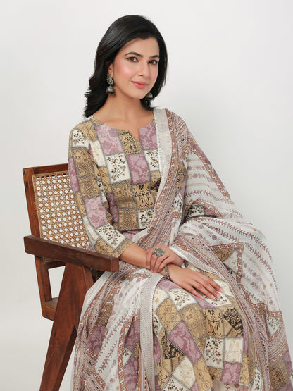 Janasya Regular Cambric Multicolour mix match Notch Neck Set - Distacart