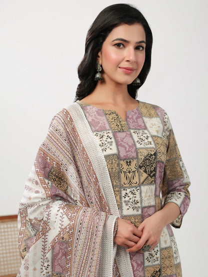 Janasya Regular Cambric Multicolour mix match Notch Neck Set - Distacart
