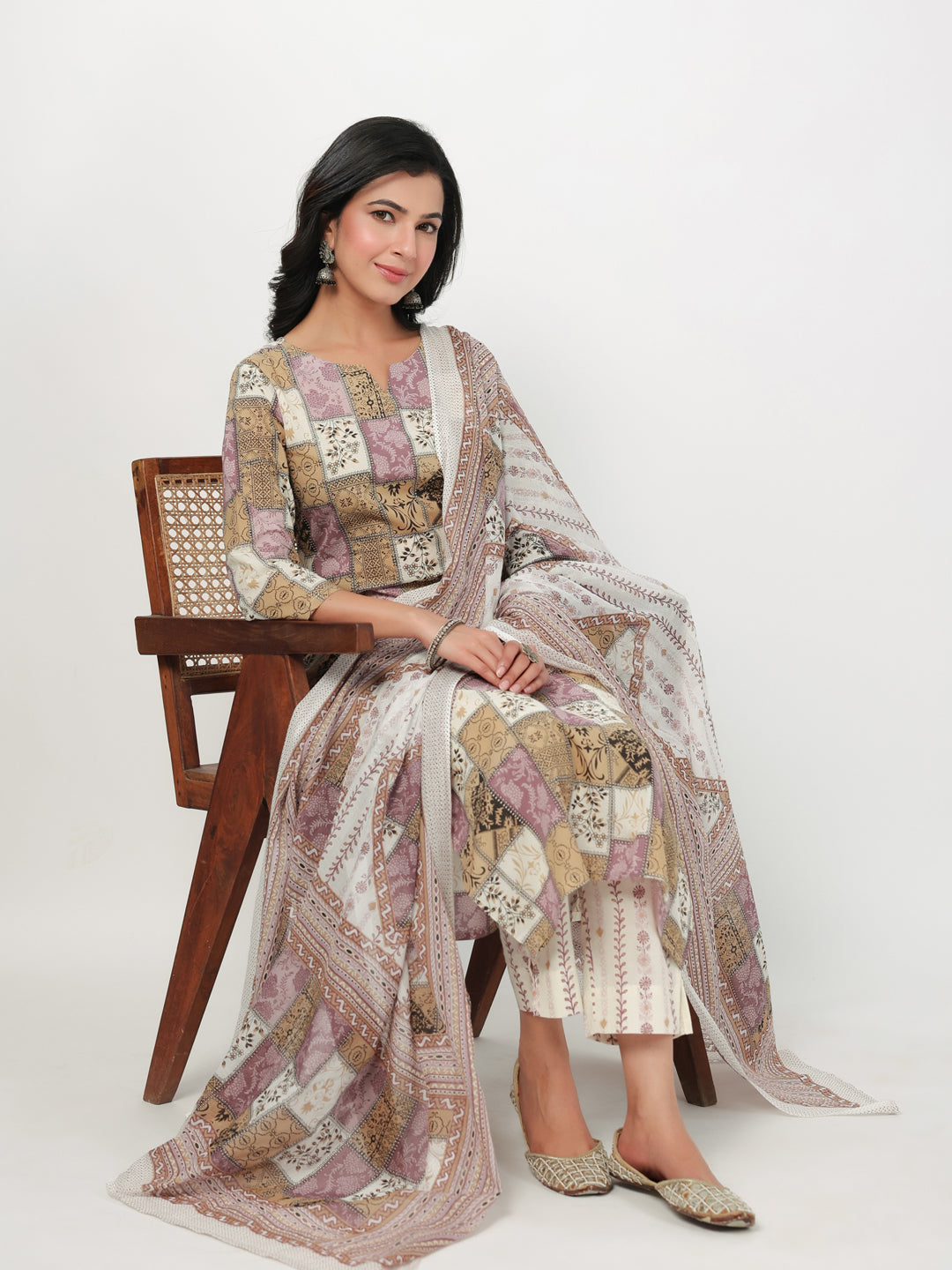 Janasya Regular Cambric Multicolour mix match Notch Neck Set - Distacart