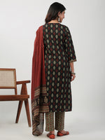 Thumbnail for Janasya Black Cambric Ethnic Motifs Set