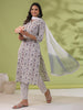Janasya Regular Cambric White Floral Notch Neck Set - Distacart