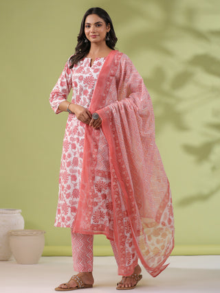 Janasya White Cambric Floral Set - Distacart