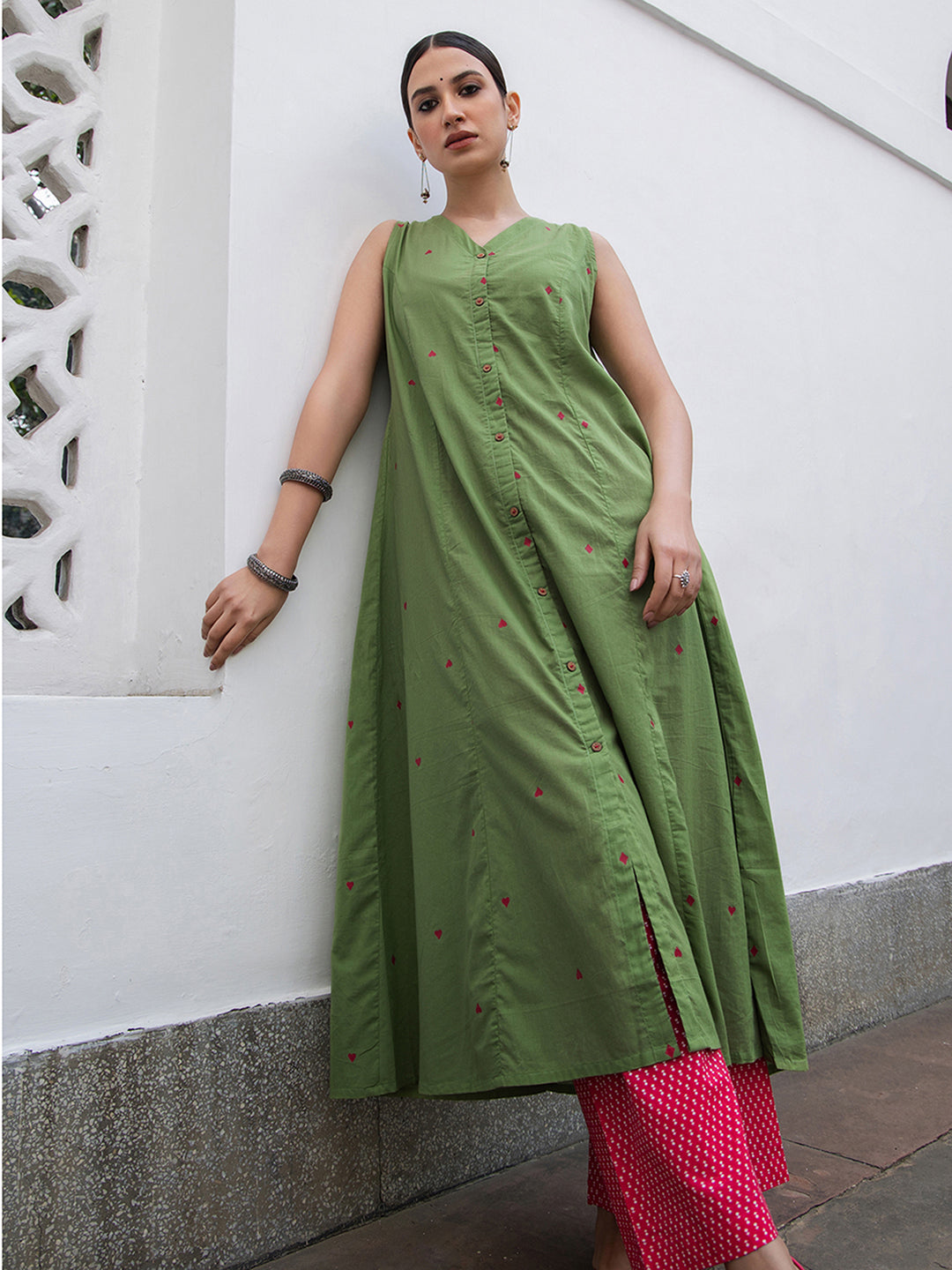 Janasya Light Cotton Solid A-Line Kurta Set