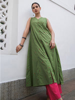 Thumbnail for Janasya Light Cotton Solid A-Line Kurta Set