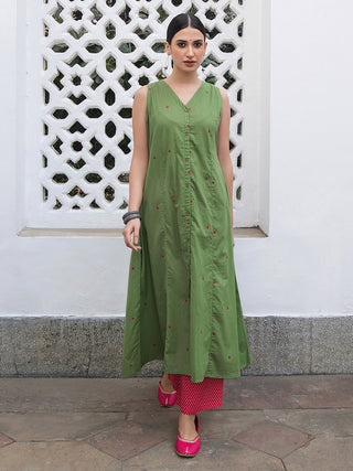 Janasya Light Cotton Solid A-Line Kurta Set