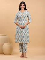 Thumbnail for Janasya Light Cotton Ikkat Straight Kurta Set