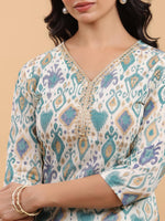 Thumbnail for Janasya Light Cotton Ikkat Straight Kurta Set