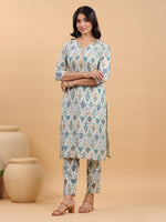 Thumbnail for Janasya Light Cotton Ikkat Straight Kurta Set