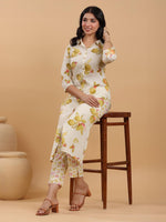 Thumbnail for Janasya Light Cotton Floral Button Down Shirt Kurta Set