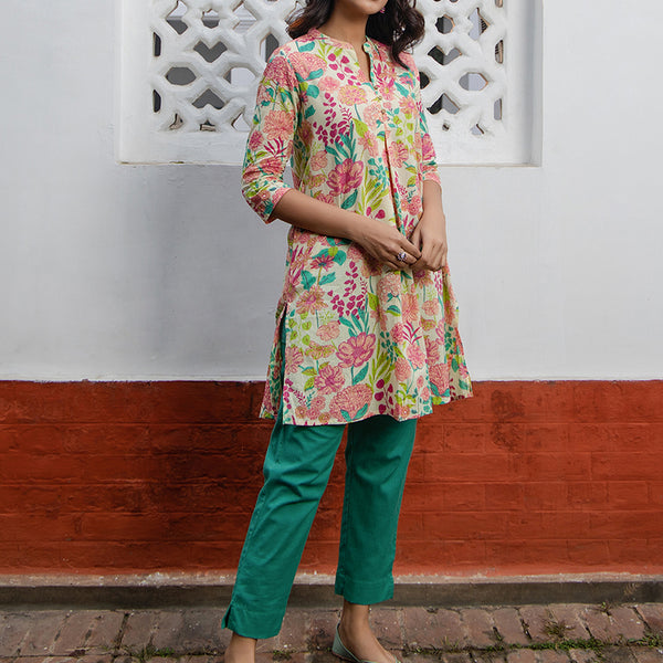 Janasya From Style Master Cotton Floral A-Line Tunic
