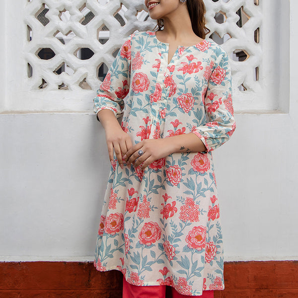 Janasya From Style Master Cotton Floral A-Line Tunic