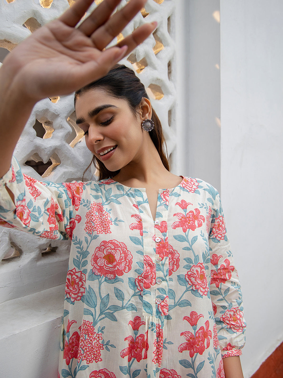 Janasya From Style Master Cotton Floral A-Line Tunic