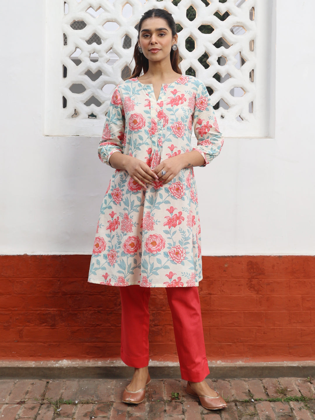 Janasya From Style Master Cotton Floral A-Line Tunic