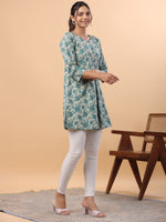 Thumbnail for Janasya Light Cotton Floral A-Line Tunic