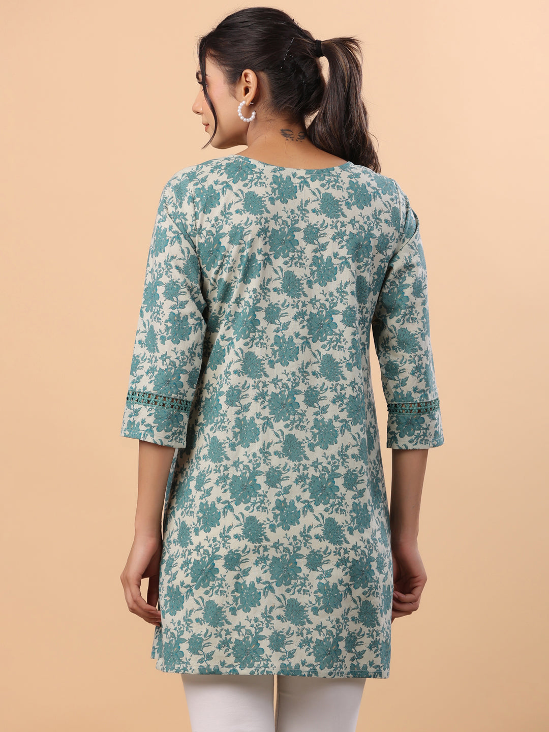 Janasya Sage Cambric Floral Tunic