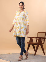 Thumbnail for Janasya White Cambric Ikkat Tunic
