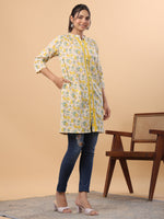 Thumbnail for Janasya Beige Cambric Floral Tunic