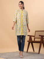 Thumbnail for Janasya Beige Cambric Floral Tunic