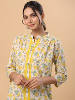 Thumbnail for Janasya Beige Cambric Floral Tunic