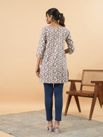 Thumbnail for Janasya Off White Cambric Gemometric Tunic