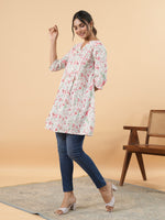 Thumbnail for Janasya Light Floral A-Line Tunic