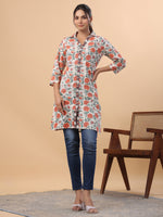 Thumbnail for Janasya Cream Cambric Floral Tunic