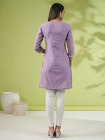 Thumbnail for Janasya Lavender Cambric Embroidered Tunic