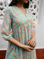 Thumbnail for Janasya From Style Master Georgette Floral Gathered Tunic