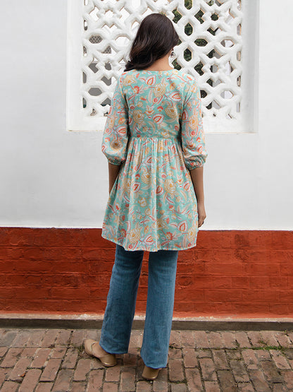 Janasya From Style Master Georgette Floral Gathered Tunic - Distacart