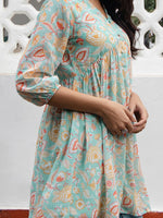 Thumbnail for Janasya From Style Master Georgette Floral Gathered Tunic