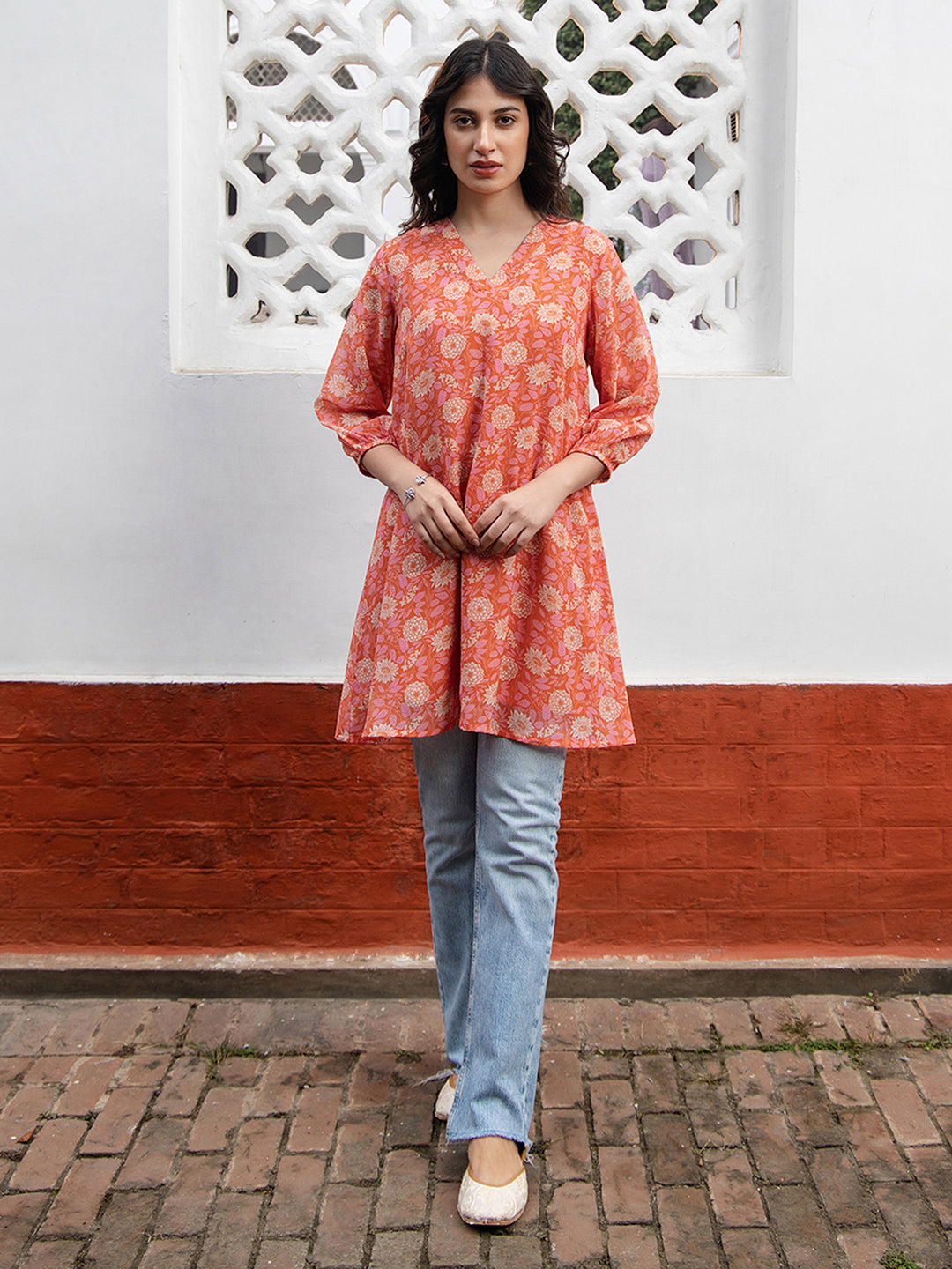 Janasya From Style Master Georgette Floral Regular Tunic