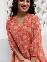Thumbnail for Janasya From Style Master Georgette Floral Regular Tunic