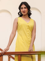 Thumbnail for Janasya Bright Dobby Cotton Self Design Straight Kurta Set