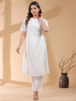 Thumbnail for Janasya Light Dobby Cotton Self Design A-Line Kurta Set