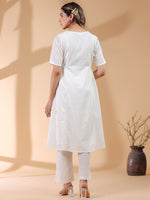 Thumbnail for Janasya Light Dobby Cotton Self Design A-Line Kurta Set