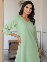 Thumbnail for Janasya Light Dobby Cotton Self Design A-Line Top & Bottom Set