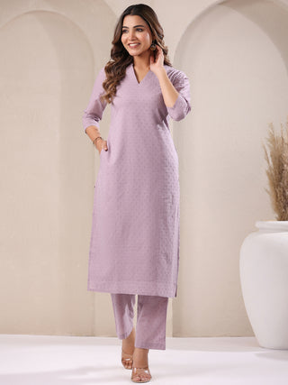 Janasya Light Dobby Cotton Self Design Straight Kurta Set