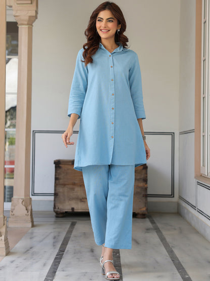 Janasya Light Cotton Solid Straight Top & Bottom Set - Distacart