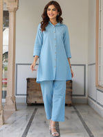Thumbnail for Janasya Light Cotton Solid Straight Top & Bottom Set