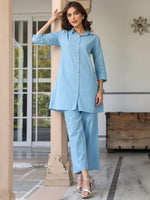 Thumbnail for Janasya Light Cotton Solid Straight Top & Bottom Set