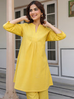 Thumbnail for Janasya Bright Cotton Solid A-Line Top & Bottom Set