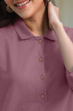 Thumbnail for Janasya Light Cotton Solid A-Line Top & Bottom Set