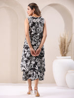 Thumbnail for Janasya Dark Rayon Floral A-Line Top & Bottom Set