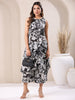 Janasya Dark Rayon Floral A-Line Top & Bottom Set - Distacart