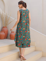 Thumbnail for Janasya Dark Rayon Floral A-Line Top & Bottom Set